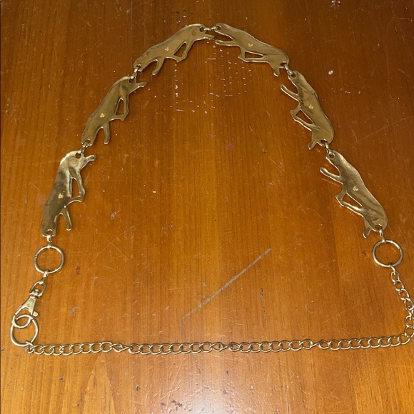VTG 1997 NI Gold Tone Metal Jaguar Jungle Cat Chain Link Fashion Belt Womens - Picture 7 of 9